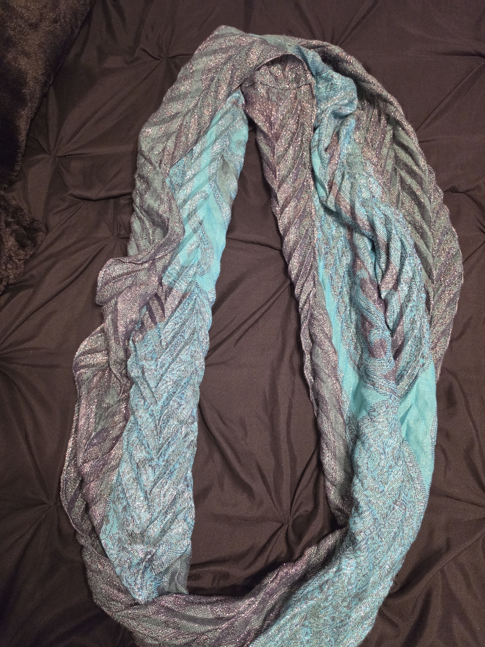 Turquoise and Silver Infinity Scarf